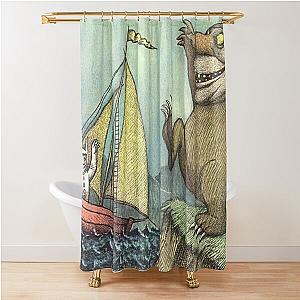 Max with a big wolf, Wild things are Shower Curtain