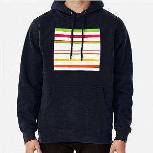 White Colour Striped Pullover Hoodie