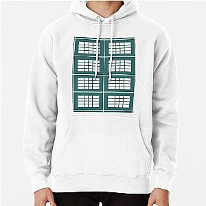 Teal White Striped Patterned Hoodie