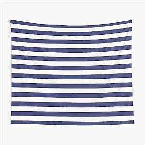 Navy Blue White Stripes - Stripe Patterns - Horizontal Wide Stripes Tapestry