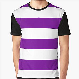 Large Violet and White Stripes Horizontal Graphic T-Shirt