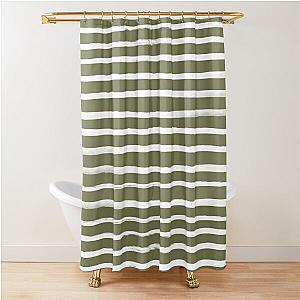 Olive Green White Stripes Shower Curtain