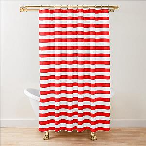Bright Red and White Striped Shower Curtain