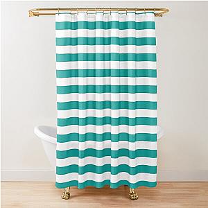 Teal and White Stripes - Horizontal Stripe Patterns - Wide Striped Combination Shower Curtain