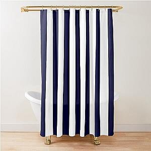 Modern Navy Blue and White Stripe Shower Curtain