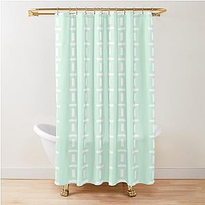 White Stripes on Mint Green Background Shower Curtain
