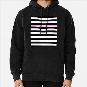 Black and White Stripes Pullover Hoodie with One Pink Stripe