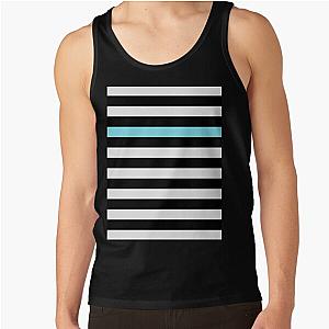 Black and White Tank Top with Aqua Stripe