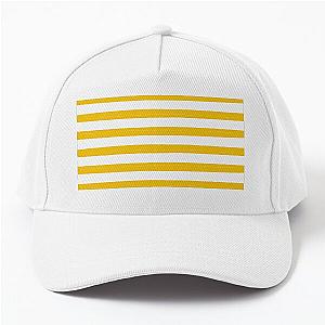 Yellow Baseball Cap With White Stripes