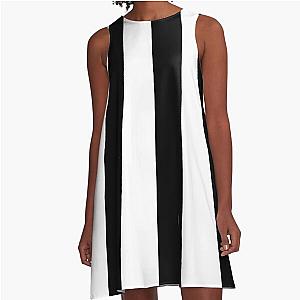 Retro Black White Stripes A-Line Dress
