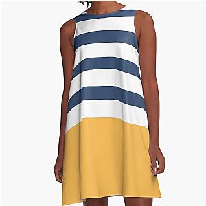 Blue and white Stripe Yellow A-Line Dress