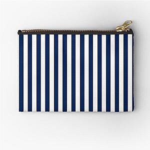 Navy blue and white striped zipper pouch