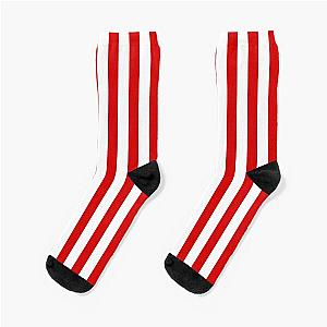 Red and White Stripes Medium Vertical Stripes Socks