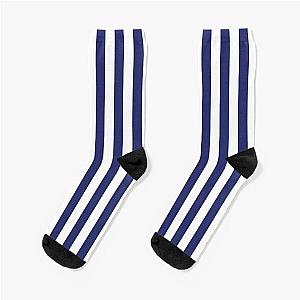 Navy Blue and White Stripes - Wide Stripe Patterns - Socks
