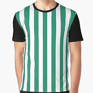 Elf Green White Stripes - Vertical Medium Stripes Graphic T-Shirt