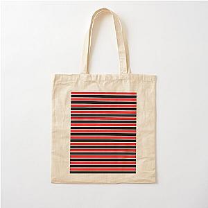 Red Black and White Stripes Cotton Tote Bag