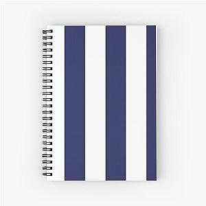 Navy Blue and White Stripes Vertical Awning Spiral Notebook