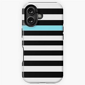 Black and White Stripes with an Aqua Stripe iPhone Case