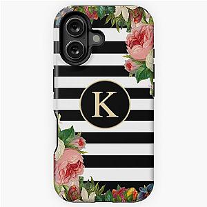 Monogram K On Vintage Flowers iPhone Tough Case