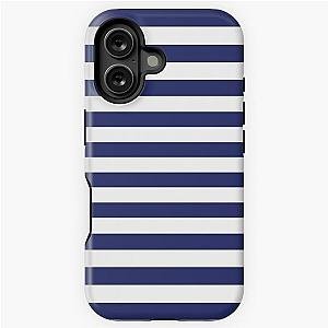 Navy Blue and White Stripes - Horizontal Stripe Patterns - iPhone Tough Case