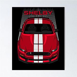Ford Mustang Shelby GT350 2015-2020 Red White Stripes Poster