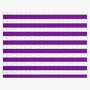 Medium Violet and White Stripes - Horizontal Stripes - Jigsaw Puzzle