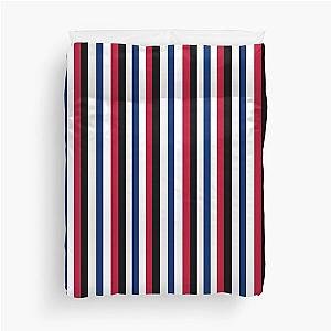 Navy Black Red White Striped Duvet Cover