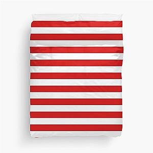 Red and White Stripes Horizontal Duvet Cover