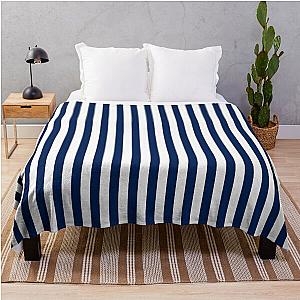 Navy blue and white stripe throw blanket