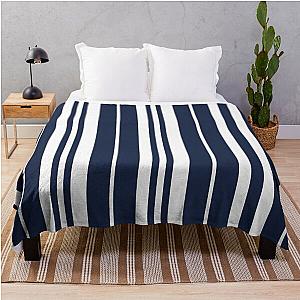 Navy Blue Throw Blanket with White Stripes