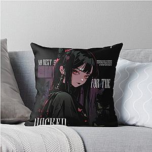 No Rest For The Wicked Anime Halloween Goth Throw Pillow