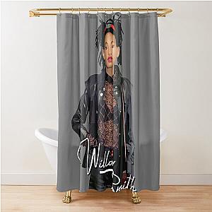 Willow Smith Realistic Digital Art with text Shower Curtain