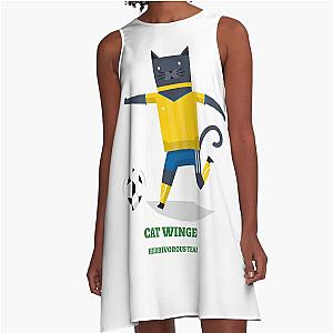 Cat Winger Playing Football Soccer A-Line Dress