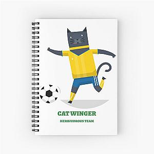 Cat Winger Playing FootballSoccer Spiral Notebook