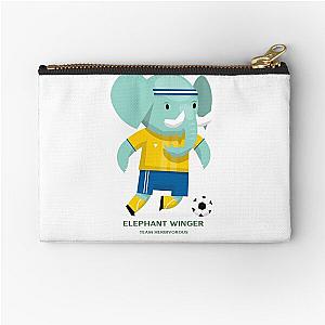 Elephant Winger Playing FootballSoccer for Team Herbivorous Zipper Pouch