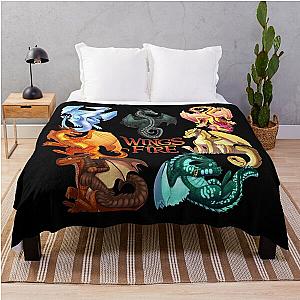 Wings of Fire - Jade Winglet Dragonets: Moonwatcher, Winter, Qibli, Peril, Turtle, Umber, Kinkajou Throw Blanket RB1509