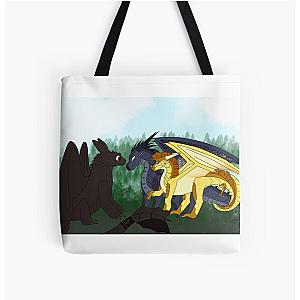 Toothless X Wings of Fire Sunny and Starflight  All Over Print Tote Bag RB1509