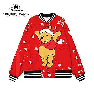 Winnie the Pooh Christmas Bear Cartoon Baseball Uniform Sweatshirt