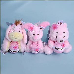 Pink Winnie The Pooh Piglet Eeyore Hug Honey Jar Sitting Position Plush Doll Keychains