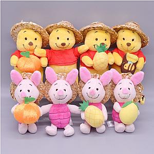 Winnie The Pooh Piglet Pig Holding Fruit Straw Hat Pooh Bear Keychains