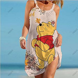 Winnie the Pooh Print Women Summer Oversize Beach Maxi Dress
