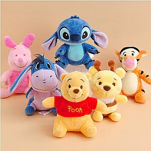 Winnie The Pooh Stitch Tiger Eeyore Cartoon Plush Keychains