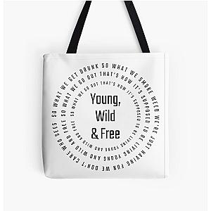 Young, Wild & Free Lyric Print Snoop Dogg feat. Wiz Khalifa All Over Print Tote Bag