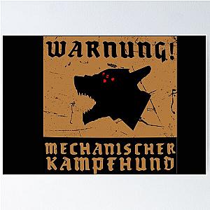 Kampfhund - Mechanischer Kampfund - Wolfenstein - Warning Sign Poster