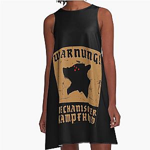 Kampfhund - Mechanischer Kampfund - Wolfenstein - Warning Sign A-Line Dress