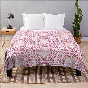 Preppy Pink Gold Tiger Throw Blanket