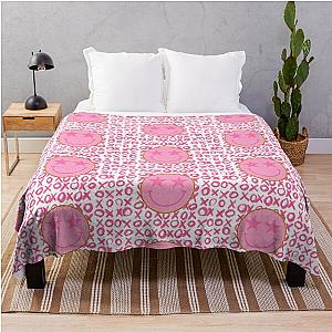 Preppy Pink Gold XO Smiley Face Throw Blanket
