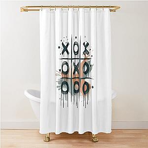 Tic Tac Toe Game Board Shower Curtain for Gamer