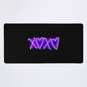 X Heart Neon Light Desk Mat