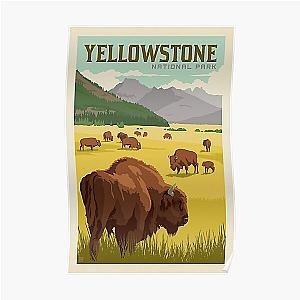 Yellowstone National Park Bison Herd Poster, Minimalist Poster, Gift For Travel, Home Art, Office Wall Decor, State Map Poster, No Frame Poster RB1608